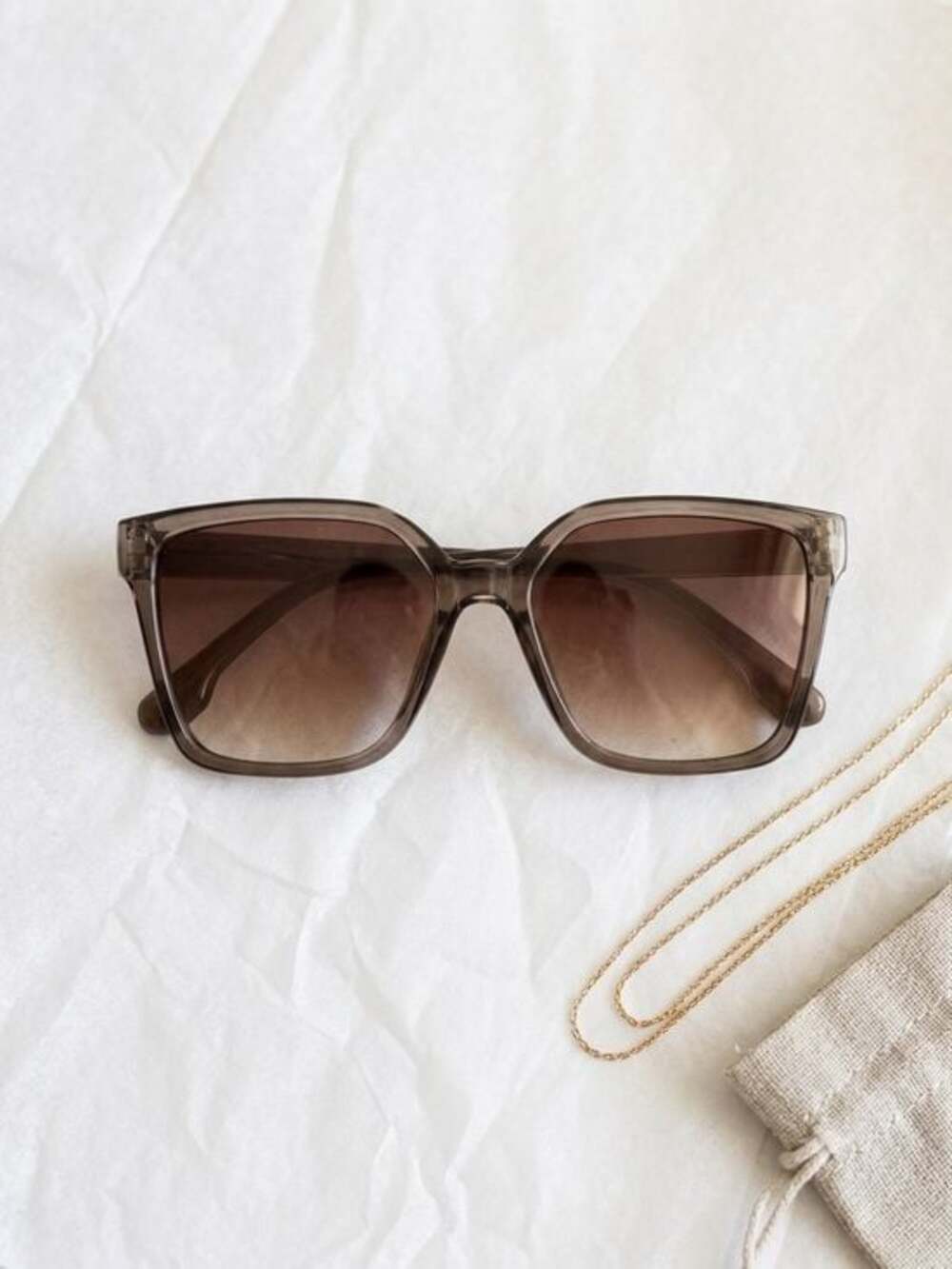 Unisex Brown Gradient Square Sunglasses for Men